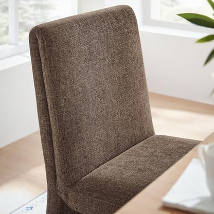 Modway Emory Fabric Slipper Dining Chair in Mocha – Upholstered Armless Dining Side Chair – Versatile Modern Accent Chair or Vanity Chair - color: Mocha
