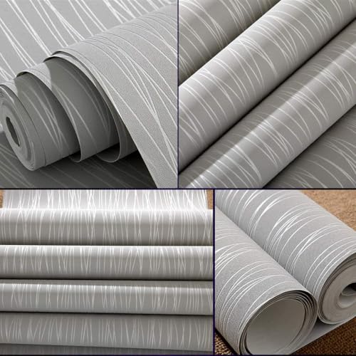mamonhome Silver Gray Self Adhesive Removable Wallpaper Peel and Stick Wallpaper for Livingroom, Bedroom, Kitchen, Bathroom. (Modern Stripes(Non-Adhesive)) - color: modern stripes(Non-adhesive)