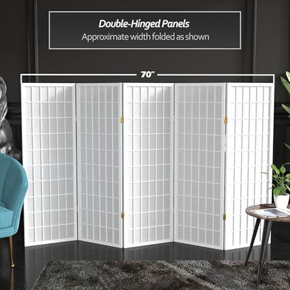 4 ft. Short Window Pane Shoji Screen - White - 5 Panels - color: White, size: 5 Panels