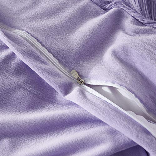 Faux Fur Velvet Fluffy Bedding Duvet Cover Set Down Comforter Quilt Cover with Pillow Shams, Ultra Soft Warm (Lilac, King) - color: Lilac, size: King