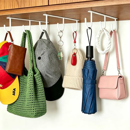 3pcs Mug Hooks,Under Cabinet Mug Holder, Coffee Cups Hook,Mug Hanger Organizer Rack with 9 Hooks for Displaying Mugs, Cups and Kitchen Utensils (White) - color: White