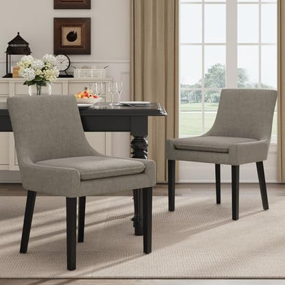 COLAMY Modern Dining Room Chairs Set of 2 with Mid Back and Wood Legs, Upholstered Kitchen Chairs for Dining Room/Living Room, Camel - color: Camel, size: Set of 2