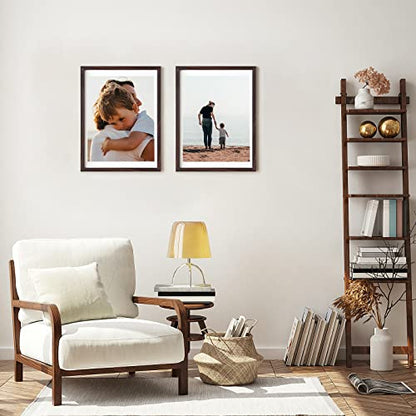 12x16 Picture Frame Set of 6, Display Pictures 11x14 with Mat or 12x16 Without Mat,Wall Gallery Photo Frames, Brown - color: Brown, size: 12x16