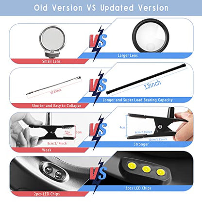 5D Diamond Painting Tools, LED Light with Magnifiers for Diamond Painting, 4X & 6X Magnifier LED Light with Clip and Flexible Neck, 5D Diamond Painting and Cross Stitch Tool Accessory Magnifier Lamp - color: Black