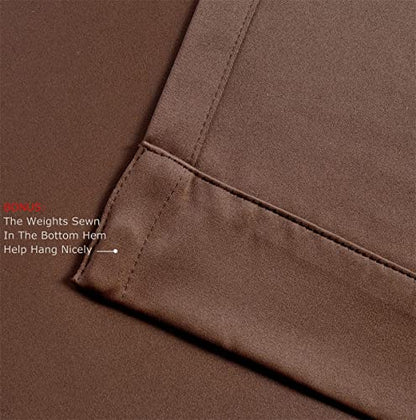 Room Darkening Soild Grommet Window Blackout Curtains Two Panels for Bedroom 52x95 Inch Chocolate, Bonus 2 Tie Backs Included - color: Chocolate, size: 52"W x 95"L (Pack of 2)