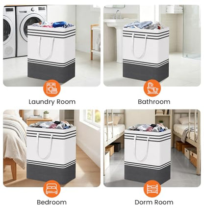 TranquilRelax 3-Pack Laundry Basket, Laundry Hamper, Grey-125L | Freestanding＆Water-Resistant Laundry Hamper, Collapsible Tall Clothes Hamper with Carry Handles for Clothes, Laundry Basket - color: Grey, size: 125L