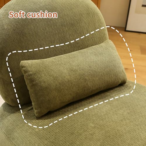 GDFStudio Armless Accent Chair with Solid Wood Legs & Upholstered Cushion, Modern Side Chair for Living Room Bedroom Reading Nook Balcony Apartment Waiting Area Comfortable Seating, Green - color: Green