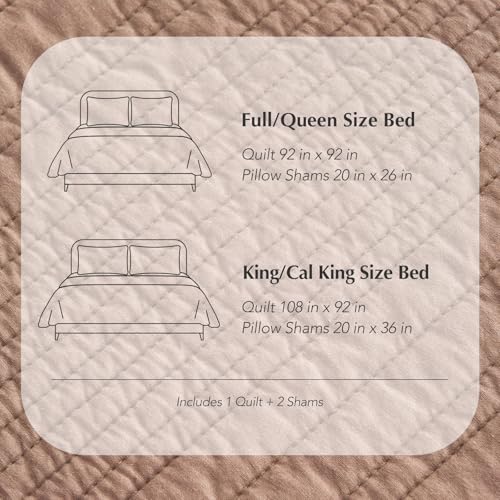 EVERGRACEHOME 100% Cotton Modern Lines Quilt Set Queen Size, Rose Dust | Pre-Washed Soft Cotton, Striped Coverlet Bedspread, 3 Piece Lightweight Bedding Set for All Season, with 2 Pillow Shams - color: Rose Dust, size: Full/Queen (92" X 92")