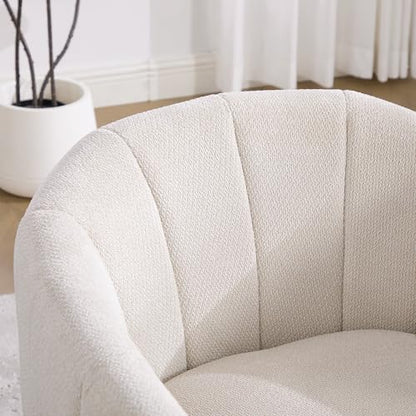YaFiti Modern Swivel Accent Chair 1 pcs, Round Barrel Club Armchair, Cream | Premium Chenille Fabric, High-resilience Foam, Solid Wood Base, 350lbs Capacity, Upholstered Armchair for Living Bedroom - color: Cream