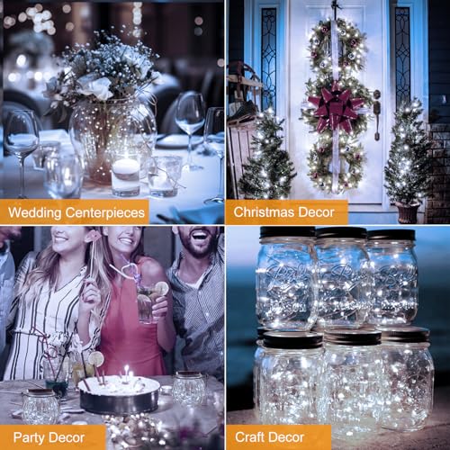 btfarm 12 Pack Fairy Lights Battery Operated Twinkle Lights with 3 Modes | 7Ft 20 Led String Light, Waterproof Bulk Small Mini Silver Wire for Christmas Mason Jars Wedding Table Centerpiece,Cool White - color: Cool White, size: 12 Pack