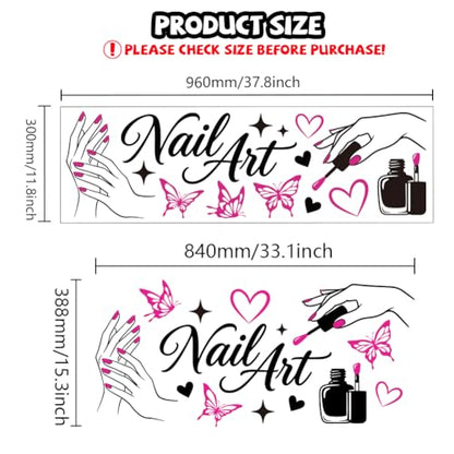 Nail Art and Butterfly Wall Decals, Wall Stickers Decor | 2 Sheets 11.8"x37.8" Vinyl Removable Peel and Stick Murals, Plant Decor for Bedroom, Bathroom, Office, Classroom & Home - style: Nail Art and Butterfly