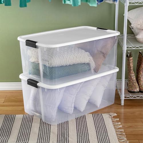 Sterilite 4-Pack Ultra Latching Box, Storage Bins with Lids, Clear Plastic, 116 Quart - Heavy-Duty Organizing Containers for Closet, Bathroom, and Office - size: 116 Quart