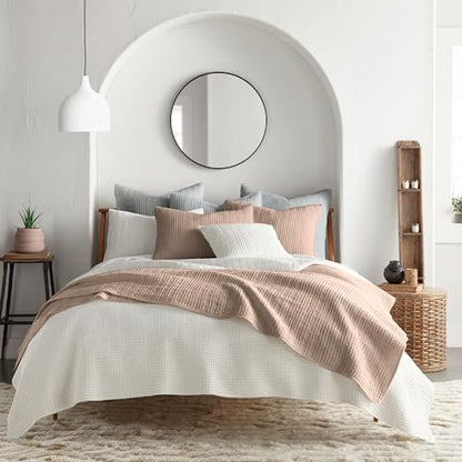 Levtex Home - Mills Waffle - Twin Quilt Set - Blush Cotton Waffle - Quilt Size (68 x 86in.), Sham Size (26 x 20in.) - color: Blush, size: Twin Quilt