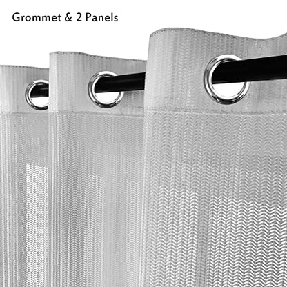 Jacquard 2 Panels Set Sheer Curtains 84 inch Length, Semi Sheer Grommet Solid Casual Soft Voile Drapes with Light Filter Window Treatments for Bedroom Living Room, Light Gray, 52" W x 84" L | Jacquard Semi Sheer Grommet Solid Casual Soft Voile Drapes with