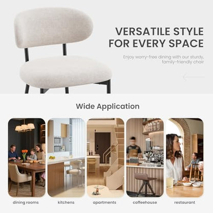 Upholstered Dining Chairs Set of 2, Modern Fabric Kitchen Chairs with Curved Backrest and Cushioned Seat, Sturdy Metal Legs, Modern Dining Chairs for Kitchen Dining Room, Living Room,Beige - color: Z-beige, size: Set of 2