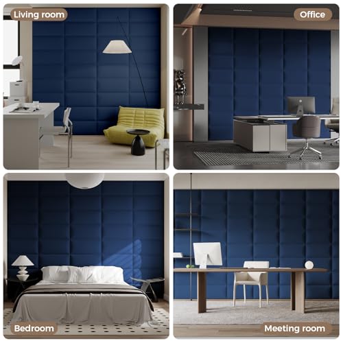 Coastal Blue Freestanding Linen Headboard 24x12 Inch 6-Panel Kit - Lightweight Portable Design for Queen Beds, Quick Setup Solution - color: Linen -Blue