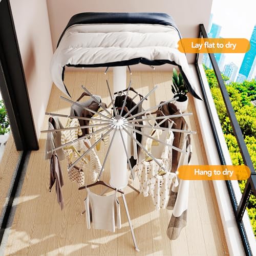 LIENAHU Clothes Drying Rack,Drying Rack Clothing,Laundry Drying Rack,Floor Standing,16 Aluminium Poles,Collapsible,Retractable,Foldable,Folding Laundry Rack - style: 16 Aluminum poles