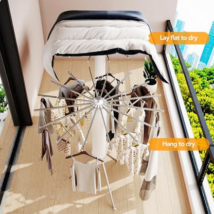LIENAHU Clothes Drying Rack,Drying Rack Clothing,Laundry Drying Rack,Floor Standing,16 Aluminium Poles,Collapsible,Retractable,Foldable,Folding Laundry Rack - style: 16 Aluminum poles