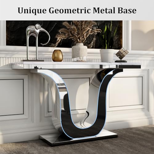 Silver Console Table, White and Silver Living Room Sofa Table, 50" Modern Console Table for Entryway, Living Room, Office, Foyer, Front Hall, Hallway - color: Silver
