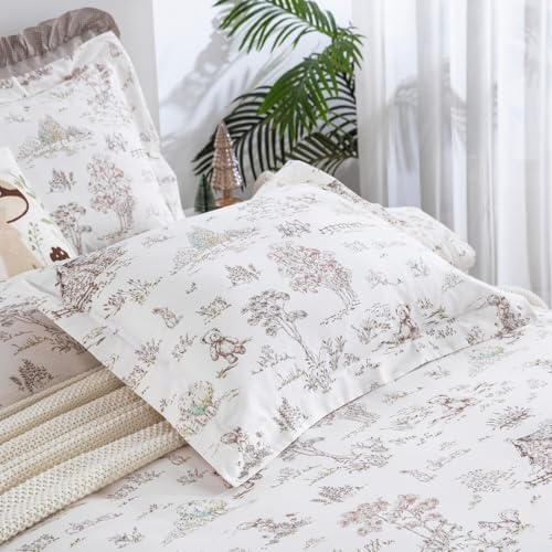 DAUAOTO Twin Size Kids Duvet Cover Set, 100% Cotton Teen Boys Girls Duvet Cover 68"X86" + 1 Sham, Hand-Painted Pattern Forest Fairy Tale - color: Pattern 16#, size: 68"x86" Twin Cover + 1 Sham