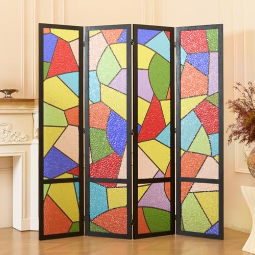 Acrylic Room Divider, 4-Panel Freestanding Partition Screen, Frosted Translucent Privacy Panel - Lightweight Modern Divider for Home Office Studio (Church, 4 Panels) - color: Church