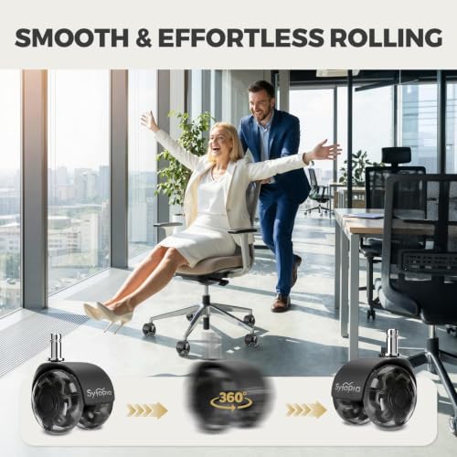 Chair Wheels Replacement, Heavy Duty Office Chair Wheels for Hardwood Floors and Carpet, Replaces Mat Rubber Office Casters Universal Accessories Set of 5 Black - color: Black-B-2 Inch
