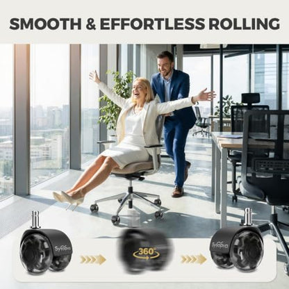 Chair Wheels Replacement, Heavy Duty Office Chair Wheels for Hardwood Floors and Carpet, Replaces Mat Rubber Office Casters Universal Accessories Set of 5 Black - color: Black-B-2 Inch