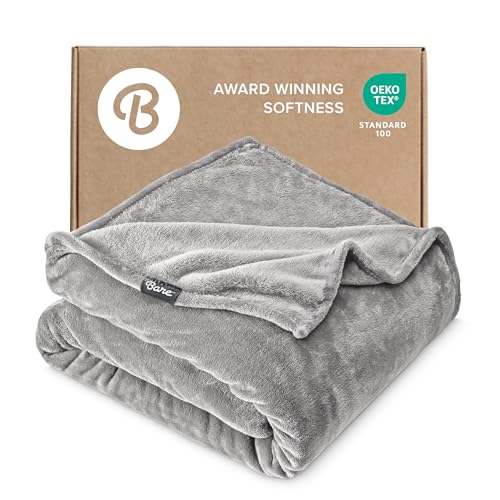 Bare Home Fleece Blanket Luxury Microplush (Full/Queen, Light Grey) | Ultra-Soft Lightweight Blanket for Bed, Sofa, and Couch, Cozy & Warm Blanket - color: 03 - Light Grey, size: Full/Queen