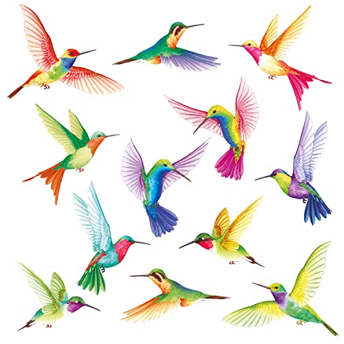 DECOWALL DS-8060 Tropical Flowers and Hummingbirds wall Decals Stickers Room Bedroom Living décor Art Bird murals Removable Leaf Tree Vinyl Nursery Stick Window Home Peel DIY Kids Flying Decorations - color: Tropical Flowers and Hummingbirds