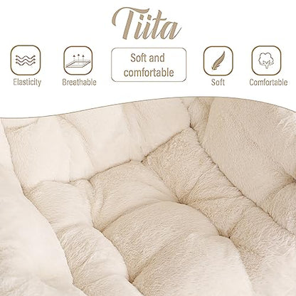 Lazy Chair with Ottoman, Comfy Reading Accent Chair, Plush Beige | Foldable Footrest, Padded Seat and Backrest, Side Pocket for Lounging in Living Rooms, Bedrooms, Dorms and Small Spaces - color: Plush-beige