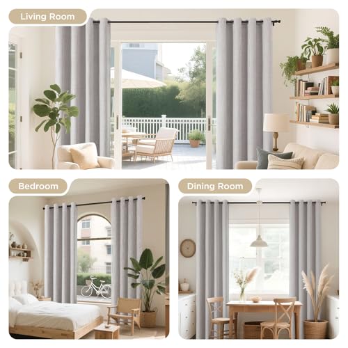 Joydeco Blackout Curtains 72 Inches Long 2 Panels Burg, Room Darkening Curtains for Bedroom, 100% Black Out Textured Thermal Drapes Privacy Protection 2 Panels Set(W52 x L72 Inch, Greyish White) - color: Greyish White, size: 52"W x 72"L (Pack of 2)