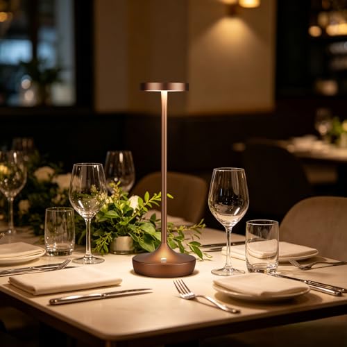 YHT 72Hrs Cordless Table Lamps, Rechargeable 6000mAh LED Outdoor LED Battery Operated Table Light,Dimmable Touch Control, Portable Waterproof for Restaurant, Dining Table, Patio & Home (Brown 2) - color: Brown 2