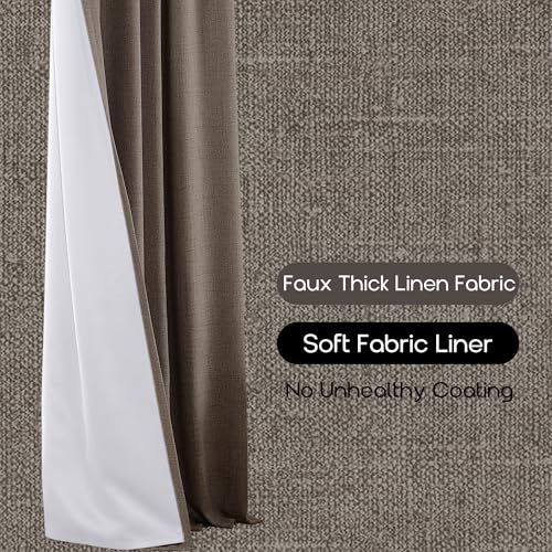 63 Inch Length Dark Chocolate Brown Linen Blackout Curtains for Bedroom, Thermal Insulated Black Out Back Tab Rod Pocket Drapes 63 Inches Long 2 Panels Set - color: Dark Brown, size: 50"W x 63"L (Pack of 2)