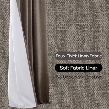 63 Inch Length Dark Chocolate Brown Linen Blackout Curtains for Bedroom, Thermal Insulated Black Out Back Tab Rod Pocket Drapes 63 Inches Long 2 Panels Set - color: Dark Brown, size: 50"W x 63"L (Pack of 2)