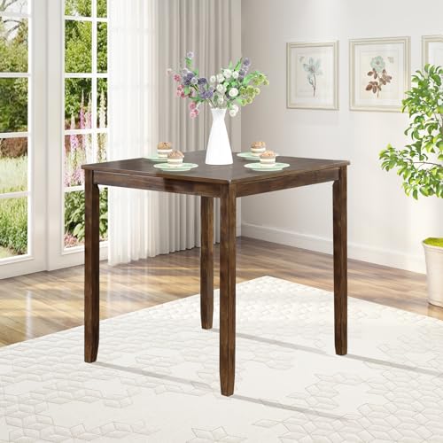 Knocbel Classic Counter Height 2-Person Dining Table for Small Space, Wooden Apartment Condo Pub Bistro Kitchen Dining Furniture (Walnut Square 36" H) - color: Walnut Square 36"h