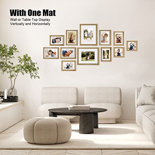 Egofine Picture Frame Set 12 Pack, Gallery Wall Frame Collage with Two 8x10, Four 5x7, Four 4x6, Two 4x4 for Wall and Tabletop, Made of Solid Wood, Covered by Plexiglass, Carbonized Brown - color: Carbonized Brown, size: 4x4+4x6+5x7+8x10