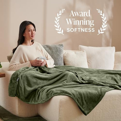 Bare Home Fleece Blanket Luxury Microplush (Full/Queen, Cypress) | Ultra-Soft Lightweight Blanket for Bed, Sofa, and Couch, Cozy & Warm Blanket - color: 11 - Cypress, size: Full/Queen