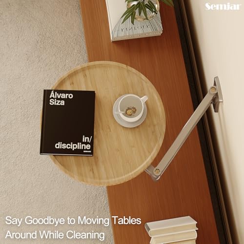 Wall Mounted Folding Table,Retractable Small Bamboo Drop Down Floating Wall Desk,11.8" Round Wood Tabletop with Aluminum Alloy Brackets,Bedside Wall Shelf Drop Top Desk,Fold Down Nightstand