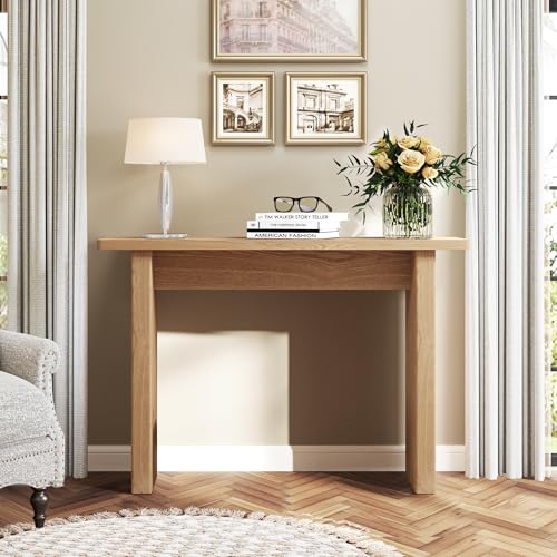 Narrow Console Table, Modern Fluted Skinny Entryway Table, Natural | Fluted Console Table for Behind Couch, Small Thin EntrywayTable, 43.3" Wood Foyer Table for Living Room Hallway Entrance - color: Natural
