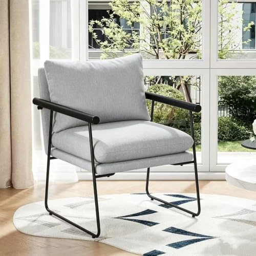 Furnilivng Large Sling Accent Chair, Comfortable Boucle Fabric Arm Chair, Upholstered Cozy Reading Chair for Living Room, Bedroom, Dressing Room, Home Office (Blue, Set of 1) - color: Blue, size: Set of 1