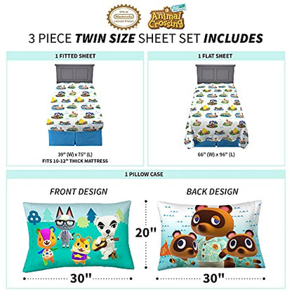Franco Kids Bedding Super Soft Sheet Set, Twin, Animal Crossing - color: Animal Crossing, size: Twin