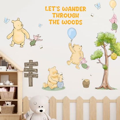 Winnie Wall Stickers for Kids, Winnie Character Stickers, The Pooh Inspirational Sticker, The Pooh Removable Sticker for Kids Baby Nursery Children Room Living Room Bedroom Playroom Wall Decoration - style: Winnie 03