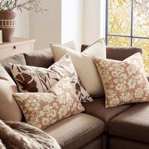 100% Cotton Coral 16x16 Floral Decorative Sofa Couch Throw Pillow Covers | Lumbar Pillow,Rectangle,Printed Patterned,Living Room Bedroom Office,Boho Modern Retro Country Farmhouse,Set of 2 Panels - color: Sf-light Coral, size: 16" x 16" (Pack of 2)