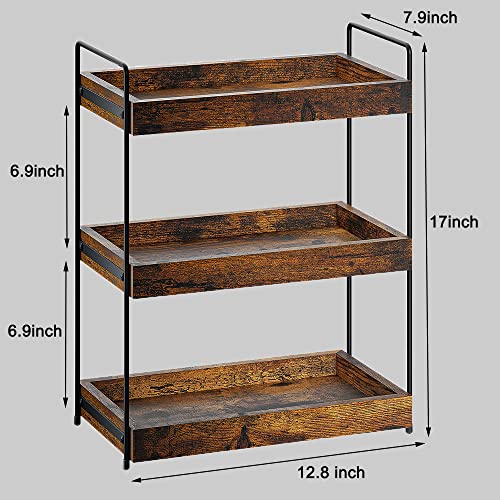 3-Tier Wood Bathroom Counter Organizer, Kitchen Spice Rack | Multi-use Vanity Shelf, Holds Skincare, Makeup, Perfume, Seasoning, Fits Sink, Dresser, Countertops - size: 3 Tier