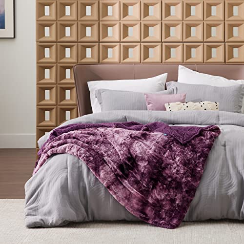Bedsure GentleSoft Sherpa Fluffy Throw Blanket - Fleece Warm and Cozy Throw for Women Gift, Plush & Fuzzy Faux Fur Christmas Blanket for Couch, Sofa, Bed Decor, Tie Dye Design, Purple, 50x60 Inches - color: 06 - Purple, size: Throw (50" x 60")