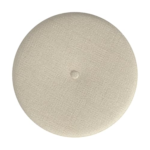 HomePop 18.5" Round Storage Ottoman with Nailheads - Cream Woven - color: Cream Woven