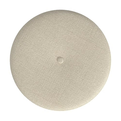 HomePop 18.5" Round Storage Ottoman with Nailheads - Cream Woven - color: Oatmeal Linen