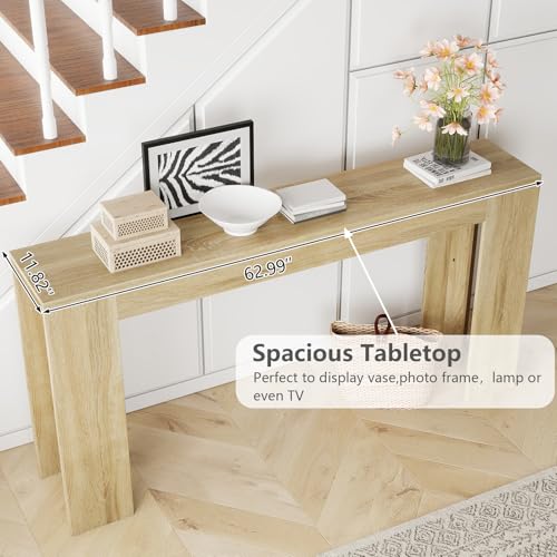 Spaco 63'' Narrow Long Console Table,Farmhouse Entryway Table Sofa Table with Storage,Wood Behind Couch Table for Living Room, Hallway,Foyer - color: Natural Oak (63'')