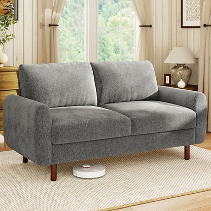 68" Loveseat Sofa, Comfy Chenille Fabric Couches for Living Room with Spring Cushion and Solid Wood Frame, Modern Deep Seat Couch for Bedroom, Apartment, Office, Easy Assembly, Gray - color: Grey