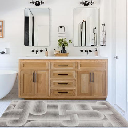 Machine Washable Area Rug Runner - Living Room Bedroom Bathroom Kitchen Entryway Office - Non-Slip Baking Low Pile Stain Resistant Premium - Modern Geometric - Lyra - Beige 2'6" x 6' - color: Lyra - Beige, size: 2'6" x 6' (Rectangular)